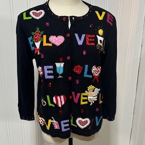 ❤️ Vintage Jack B. Quick “LOVE” Embellished Cardigan ❤️ size Small